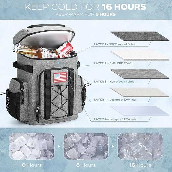 Maelstrom Backpack Cooler,Soft Lightweight Leakproof Cooler Backpack,Men Women 35/50 Can Insulated Cooler Bag,Keeps Hot/Cold for Up to 16 Hours,Perfect for Camping, Beach