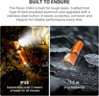 OLIGHT Perun 3 Mini Headlamp 1250 Lumens LED Head Flashlight,Rechargeable Headlight with Red Light Option,Perfect for Working, Hiking, Camping and Climbing (Cool White 5700K~6700K, Orange)