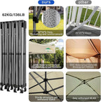 COBIZI 10x30 Pop up Canopy, Heavy Duty Outdoor Party Tents for Parties, Easy up UPF 50+ Waterproof Commercial Canopy with Wheeled Bag can fold, Khaki(Windproof Upgraded)