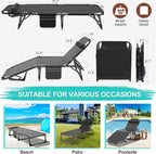 ABORON Patio Lounge Chair, Folding Guest Bed Cot for Adults, 500LB Heavy-Duty Capacity, Portable Extra Bed with Comfort Mat, Quick Fold Design for Indoor Guest Stays & Temporary Use