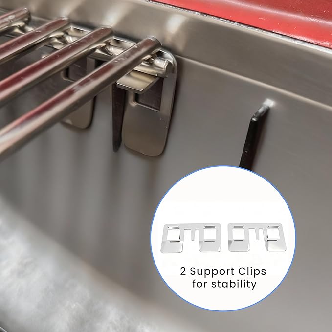 Stainless Steel Cooking Grates for Weber Q100/Q1000 Series, for Q100 Q120 Q140 Q1000 Q1200 Q1400, Replacement BBQ Grill Grate Set (2-Pack) with Grate Clips