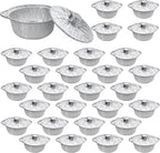 28 Pcs Disposable Aluminum Pot with Lid Round Foil Pans for Cooking, Baking, and Heating Food Container for Vacation, Camping, and Party Supplies (33.8 oz)