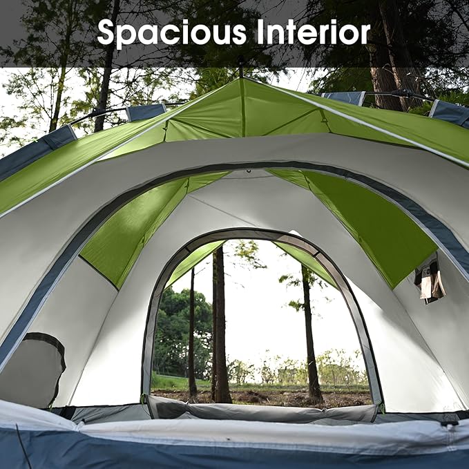 MOON LENCE Pop Up Tent 3-4 Person, 60s Instant Setup Camping Tent with 2 Doors, Water-Resistant & Windproof Dome Tent for Car Camping, Backyard, Traveling