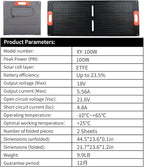 100W Solar Panel, High Efficiency Portable Solar Charger with Kickstand, MC4 Output,3-in-1 DC Connector, IP65 Waterproof for Portable Power Stations,Outdoor Camping, RV, Van, Emergency