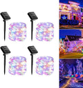 Solar String Lights Outdoor Waterproof, 4x56Ft 600LED 8 Modes Solar Powered Copper Fairy String Deck Twinkle Lights for Outside Christmas Party Yard Camping Holiday Decor 4Pack(Multicolor)