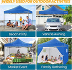 COBIZI 10x10 Pop Up Canopy Commercial Heavy Duty Instant Canopy with 4 Sidewalls, UV 50+ Silver Coated Waterproof Vendor Tent, Portable Shelter with Carry Bag, Event Tent for Parties Patio, Blue
