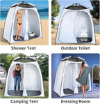 EighteenTek® Shower Tent Camping, 2-Room Portable Changing Room, Outdoor Shower Enclosure, Pop Up Privacy Tent Shelter with Floor & Doors, Waterproof & Lightweight, Camping Toilet Bathroom