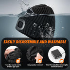Bluetooth Beanie Hat with Light for Men, LED Beanie with Light Rechargeable, Headlamp Cap Wireless Headphones Built-in Speaker Mic Christmas Gifts for Teens Stocking Stuffers for Men Dad(Black)