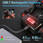 BORUIT RJ-3000 LED Rechargeable Headlamp with Red Light, Super Bright Hunting Head Lamp 3 Modes, Waterproof Head Light for Adult Fishing Camping Headlight Gear