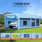 VEVOR Inflatable Paint Booth, 27.9 x 15.7 x 10.8 ft Inflatable Spray Booth, Portable Car Paint Booth for Small Truck, with 950W+750W Powerful Blowers and Air Filter System, Large Motorcycle, Midsize S