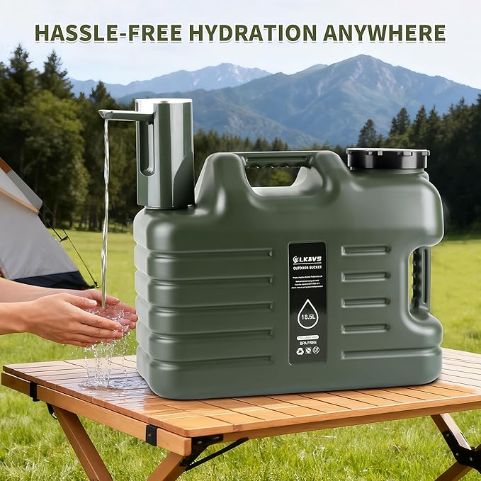 Portable 5 Gallon Water Jug with Touch Control Pump, Type-C Rechargeable & Leak-Proof Spigot - Emergency Water Storage for Home, Power Outages, Camping, and Outdoor Use (BPA-Free, Upgraded)