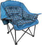 Black Sierra Oversized Camping Chair for Adults – 400 lb Heavy Duty Folding Chair with Cup Holders & Carry Bag