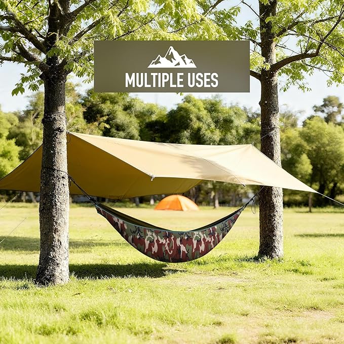 Single & Double Hammock Underquilt, Insulated Camping Quilt for Warm Sleeping, Easy to Setup and Packable for Camping, Hiking, Travel, Beach, Backyard, Patio (Camouflage)