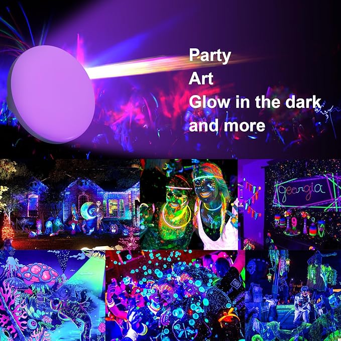 10000mAh Rechargeable UV Light 395nm UV / 6500K Camping Blacklight , 3000 Lumens Tent Light, Glow Lights for Party , Bedroom, Fluorescent Poster , Dog/Cat Urine Halloween Black Light (UV) (Standard)