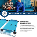 Disc-O-Bed Youth Double Cot Kid-O-Bunk, Modular for Bunk Beds, Dual Cots, or Bench with 2 Carry Bags for Portable Transport