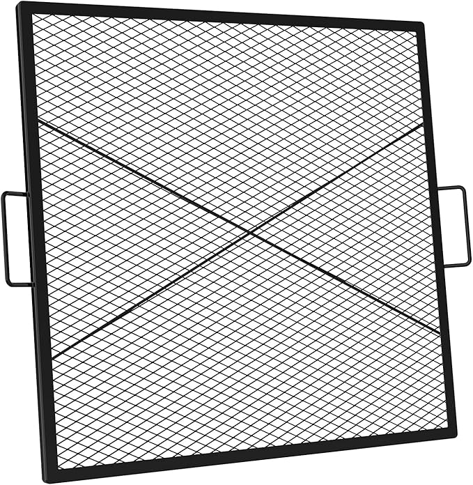 onlyfire Square Fire Pit Grill Grate, Heavy-Duty Steel Grate with Heat-Resistant Coating, Diamond Mesh & X-Marks Design for Outdoor BBQ, Camping, Backyard Gatherings - 36 inch
