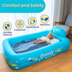 Inflatable Toddler Travel Bed with Electric Pump – Portable Toddler Bed & Toddler Air Mattress for Kids 2-7, Blow Up Bed for Camping, Travel & Sleepovers with Safety Bumpers