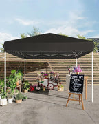 10x10FT Pop Up Canopy, Outdoor Canopy Tent with SandBag & Carry Bag for Commercial Events, Camping, Backyard Parties, Black