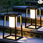 TRIROCKS Set of 2 Outdoor Solar Lantern Portable Brightness LED Nightstand Lantern Portable Solar Lamp IP44 Waterproof Touch Control Outdoor Table Lamp Cordless Lights for Patio Walking Camping Garden