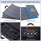 220W Portable Solar Panel 20V 25% High Efficiency N-Type Solar Cell, with 4 Adjustable Kickstand, IP68 Waterproof,Foldable Solar Panel for Camping RV Off Grid Backup