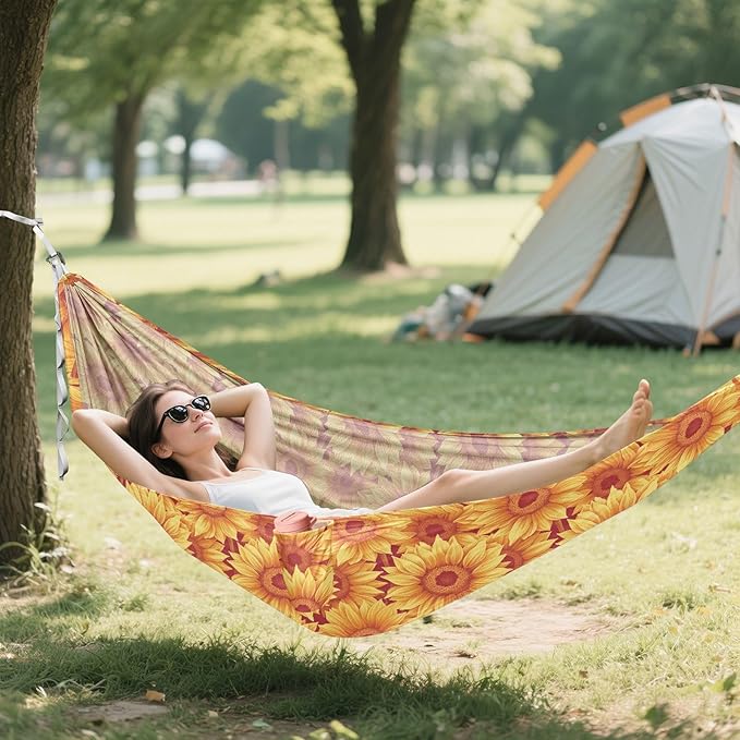 Glowing Sunflowers Camping Hammocks Swing Hammock for Camping Travel Accessories