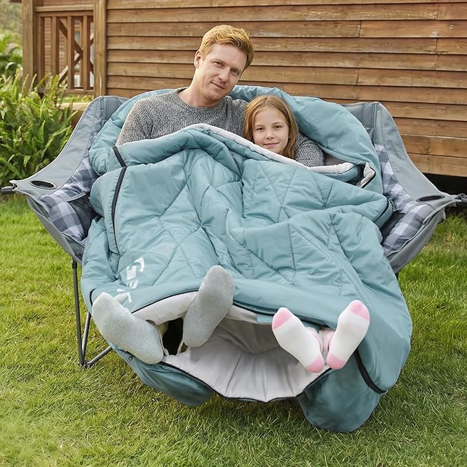 GEERTOP Double Camping Sleeping Bag with Blanket Queen Size Two Person Sleeping Bag for Adults Couples or Family Outdoor Backpacking Travel