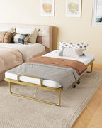 Zenzy Twin Folding Bed with Mattress, CertiPUR-US Certified 4" Mattress Topper & Sturdy Metal Frame, Fold Up Bed for Guest/Bedroom/Office/Camp, 75" x 38", Gold
