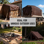 12 x 20 FT Waterproof Heavy Duty Tarp, 10 Mil Thick, Outdoor Furniture Covers, Plastic Insulated Tarpaulin for Camping Tent Roof Boat Patio Pool Cover, Large & Small Multi-Size Tarps, Brown/Black
