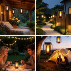 (New) 2 Pack Solar Lanterns Lights, Solar Lights Outdoor with Flickering Flame, 4 Modes Waterproof Hanging Lantern Decorative, Solar Powered Lanterns for Yard Patio Proch Tree Garden Decor