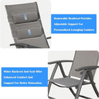 Domi Patio Folding Chairs Set of 2, Outdoor Reclining Chairs Set with Moveable Headrest, Aluminum Frame Outdoor Patio Portable Chairs with Adjustable High Backrest and Textilene Fabric Seat