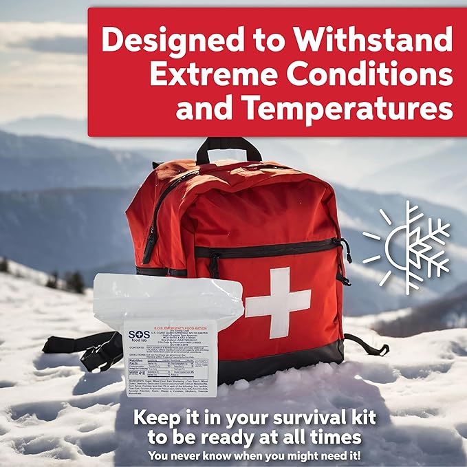 SOS Food Lab Emergency Food Bar - 2400 Calorie Ration (Shortbread Cookie) - 2 Day/48 Hour Ready to Eat Supply for Camping, Hiking, Disaster Preparedness - 5 Year Shelf Life High Energy Survival Food
