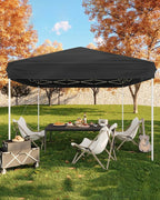 10x10FT Pop Up Canopy, Outdoor Canopy Tent with SandBag & Carry Bag for Commercial Events, Camping, Backyard Parties, Black