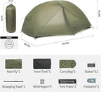 Naturehike Mongar Pro 1/2/3 Person Backpacking Tent,Waterproof Nylon Easy Setup Lightweight Camping Tent