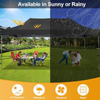 COBIZI 10x20 Pop Up Canopy Without Sidewall,Heavy Duty Canopy UPF 50+ All Season Wind Waterproof Commercial Outdoor Wedding Party Tents for Parties Canopy Gazebo with Roller Bag(10 x 20 ft Black)
