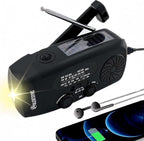 18500mWh Weather Emergency Radio, Portable Solar AM/FM/NOAA Hand Crank Radio, Cell Phone Charger with SOS, 1W LED Flashlight, Headphone Jack, Power for Emergency Preparedness (5000mAh Black)