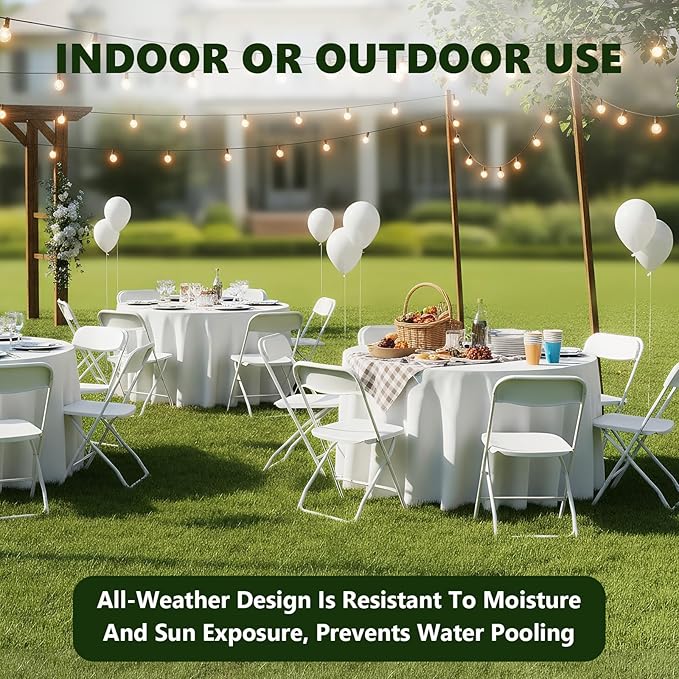 White Folding Chairs 4 Pack, Plastic Folding Chairs for Outside, Heavy Duty Foldable Chairs, Sturdy Metal Folding Chairs, 350 lbs Capacity, for Patio, Garden, Party