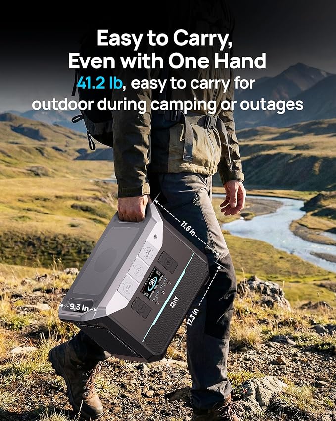 DaranEner Portable Power Station 1382.4Wh LiFePO4 Battery, 1800W (3000W Surge) Solar Generator with 1.3Hr Fast Charge, 15ms UPS Portable Generator for Home, Camping, RV, Emergency