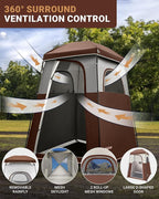 KingCamp Camping Shower Tent, Portable Outdoor Privacy Toilet & Changing Tent Windproof & Waterproof Easy Setup 1 or 2 Room Shelter with Shower Bag for Camping Hiking Beach