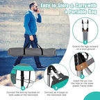 Portable Folding Hammock w/Side Pocket, Lounge Camping Bed w/Metal Stand & Anti-tip Buckles, Outdoor Camping Hammock with Carrying Bag for Patio Garden Yard, Easy Assembly (Turquoise)