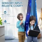 OUTREE Sensory Swing for Kids, Double Layer Therapy Hammock, Indoor Swing with 360° Swivel Hanger Kit and Adjustable Straps, Autism Sensory Product for Autism, ADHD (Blue Starry-Sky Printed)