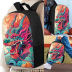 3PCS Colorful Dragon Backpack for Boys 17 Inch Large Capacity Bookbag and Lunch Box Set for Boys Cool Lightweight Teens School Bags 9-10 Years for Back to School Travel Rucksack
