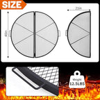 40 Inch X-Marks Fire Pit Grill Grate Round Foldable Fire Pit Cooking Grate Heavy Duty Steel Campfire BBQ Grill Grid with Handles for Outdoor Camping Cooking, Black