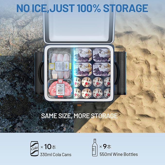 LiTHELi FrozenPack 12V Car Refrigerator, 20L/21QT Portable Electric Cooler, -4~68℉ Travel Fridge Freezer for Camping, Road Trips, RV, Boat & Beach, 2x4.0Ah Batteries and Duat Port Charger