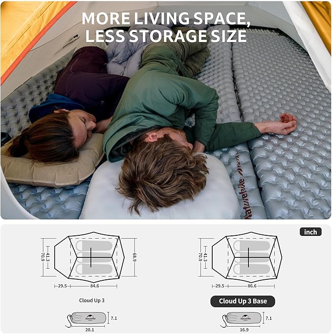 Naturehike Cloud Up 3 Person Backpacking Tent with Footprint - 3 Season Free Standing Lightweight 3 Person Camping Tent | with Footprint, Free Standing, Dome, Camping, Hiking, Waterproof