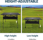 4FT Camping Table, 47" x 21" Steel Fold Up Lightweight Table, Adjustable Height Folding Picnic Table with Carry Bag for Camping, Picnic, Backyard, BBQ, Patio