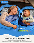 Sportneer Sleeping Bag for Adults & Kids, Cold Weather & Warm Waterproof Camping Sleeping Bag, Compact Portable for Camping Hiking & Travel