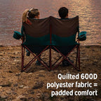 Kelty Loveseat Oversized 2-Person Heavy Duty Folding Camp Chair, Double Seat for Soccer Games, Tailgating, Beach Days (Regular Height/Deep Lake)