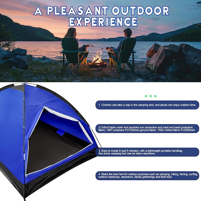 1-Person Dome Tent for Camping Waterproof Lightweight Portable Backpacking Orange/Blue/Army Green/Green