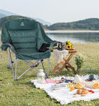 Nice C Camping Chairs, Oversized XL Padded Camping Chair, Outdoor Chair, Lawn Chairs, Lounge Chair, Wide&Thick, Heavy Duty 400lb, Carry Bag, Cupholder & Cooler (Two Green)