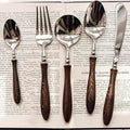 60 Piece Silverware Set Service for 12,Premium Wooden Handle 18 8 Stainless Steel Flatware Set Home Include Fork Knife Spoon Set Gift Package for Christmas and Thanksgiving（Dark Brown)